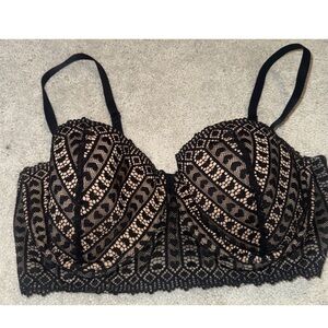 ADORE ME 38DD Black Balconette Sexy Lace Lined Bra
